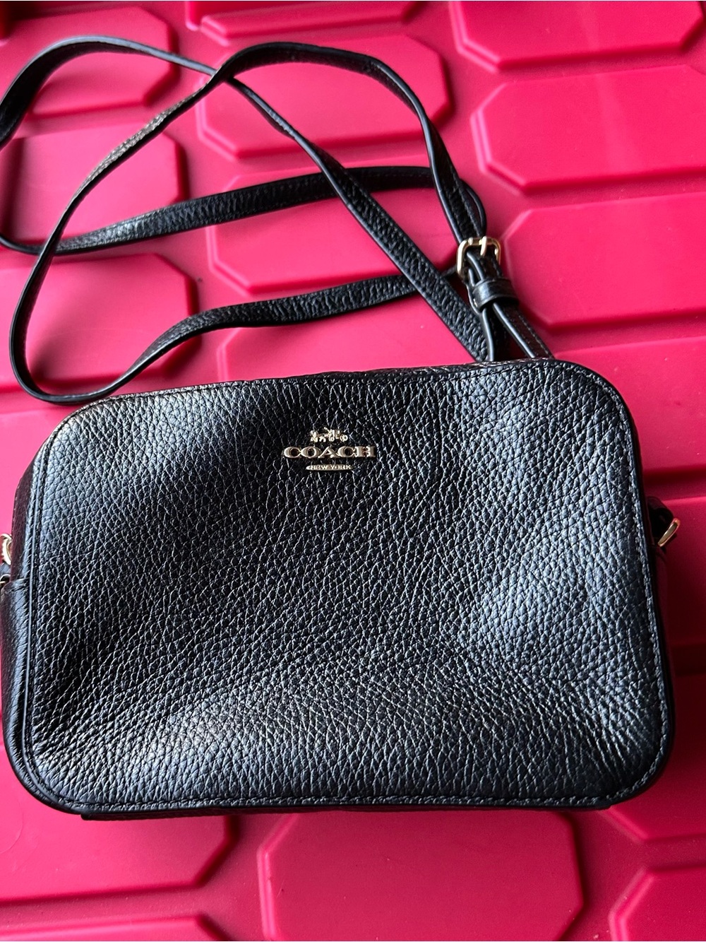 Coach Black Pebbled Leather Camera Crossbody with Gold Hardware - Picture 6 of 8